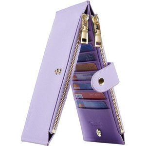Womens Wallet RFID Blocking Bifold Multi Card Case Wallet with Zipper Pocket